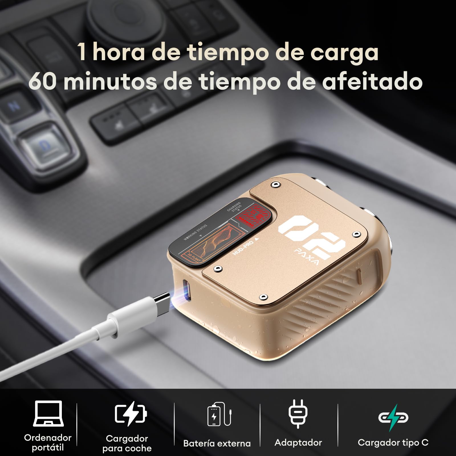 PAXA T01 Rasoio Elettrico Barba,Mini Rasoio Elettrico,9000 Rpm,Ipx7,Da Viaggio Umido E Asciutto,Testina Rotante,Ricaricabile Usb-C,Senza Fili, Ideale Per Casa, Auto E Viaggio,Giallo