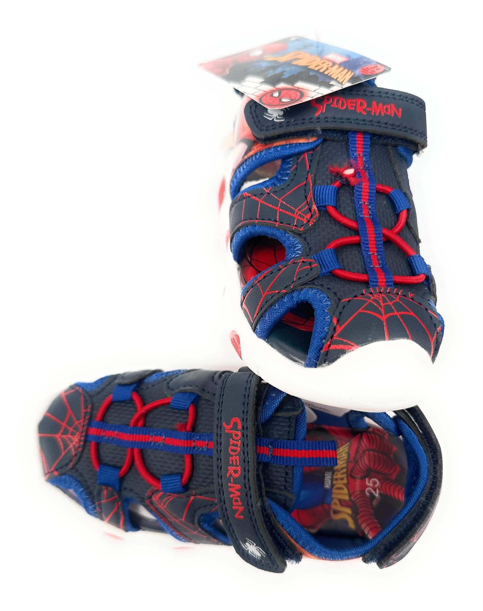 Scarpe Sandalo Chiuso Sneakers per Bambini Spider-Man Luci LED, Suola Luminosa, Luce Rossa,Varie Taglie (nerom Rosso, Sistema Taglie Calzature EU, Bambino Piccolo (2-5 Anni), Numero, Media, 27)