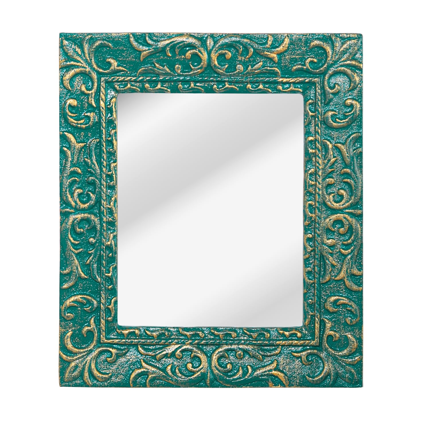 Sungmor Cornice In Ghisa Stile Vintage Francese 17,8x20,3 Cm – Verde Antico Con Intagli Floreali
