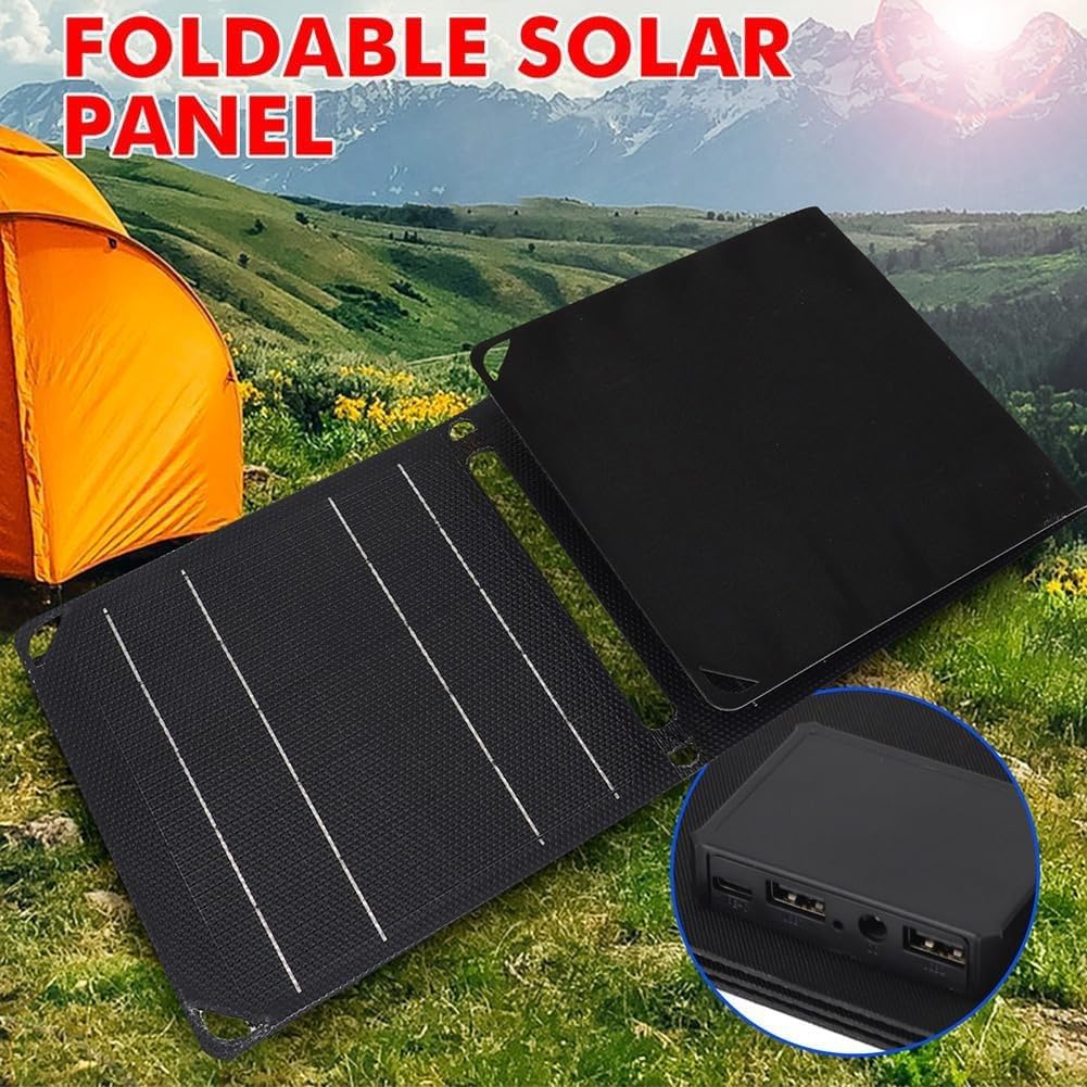Panneau monocristallin 5 V, pliable, portable, panneau photovoltaïque, alimentation hors réseau pour camping-car, abri de jardin, caravane (2 plis)