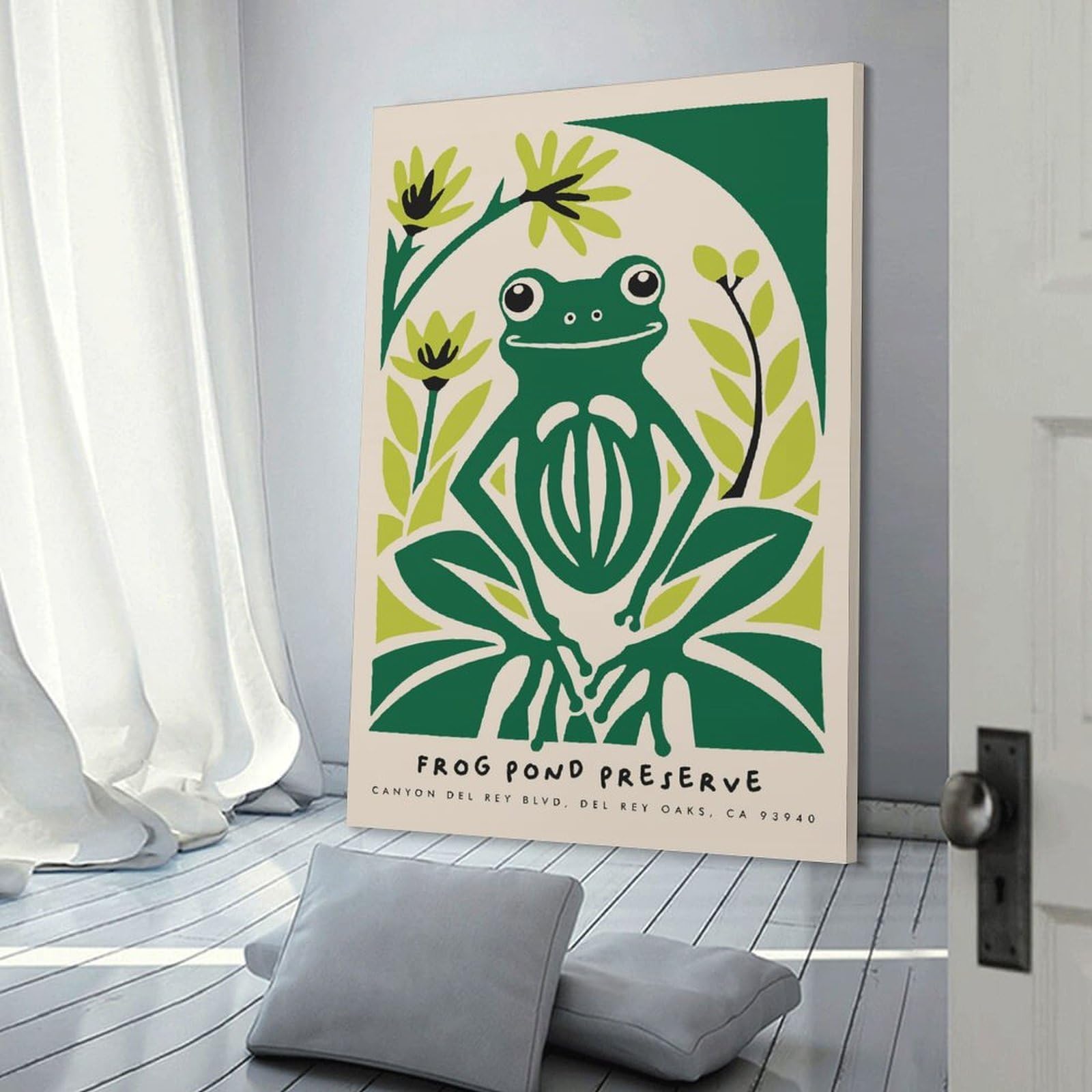 Junmoney Cute Funny Frog Art Canvas Wall Decor 20x30inch(50x75cm), for Entrance Walls, Hall Decor Or Foyers, Wall Decor to Refresh Empty Corners