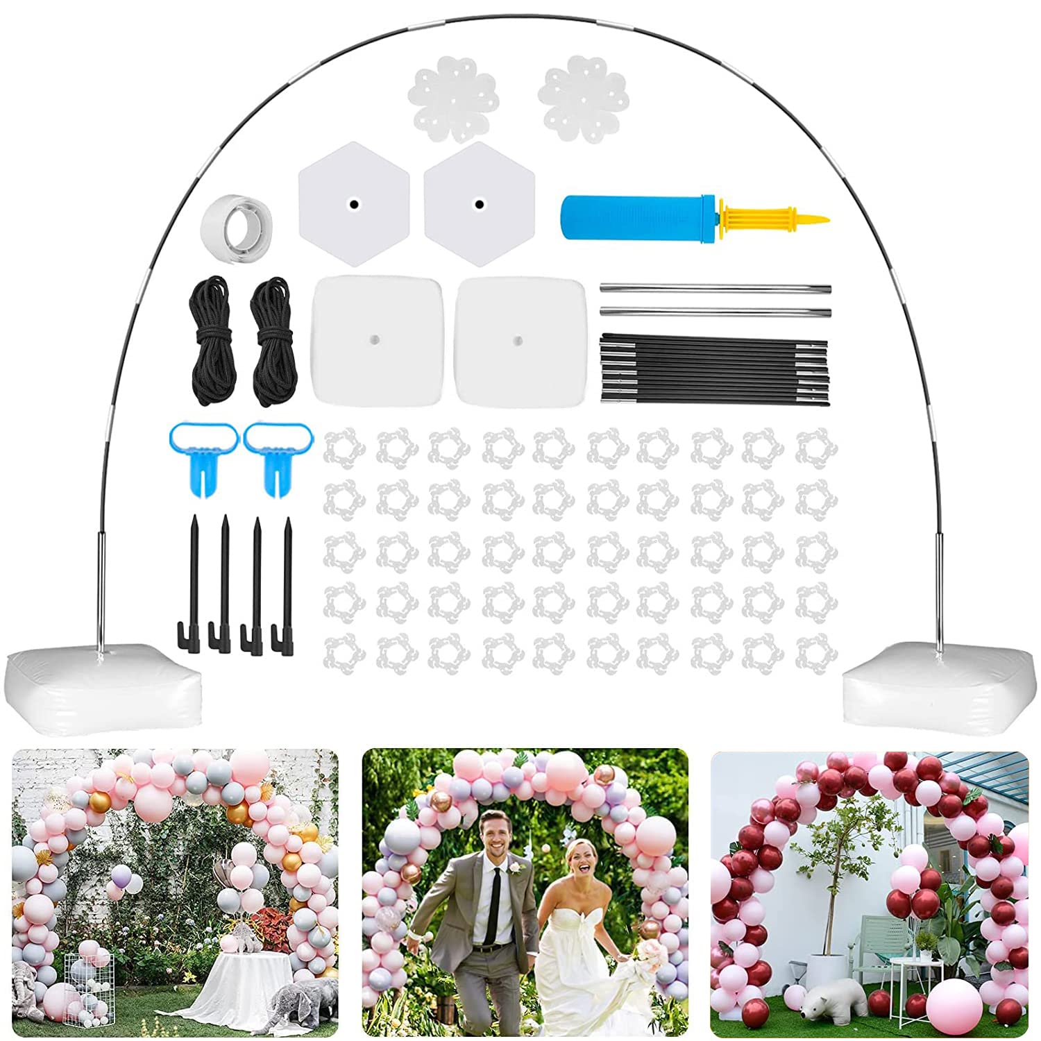AM ANNABalloon Arch Kit with Base Adjustable Balloon Arch Stand Kit for Outdoors Indoor,50Pcs Balloon Clips,Balloon Pump Knotter for Wedding Baby Shower Birthday Party Supplies Decorations