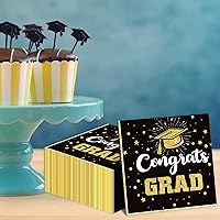 Vista 4 de Servilletas de fiesta de graduación negras y doradas 2025 Servilletas de graduación de felicitaciones de graduación con temática de felicitación