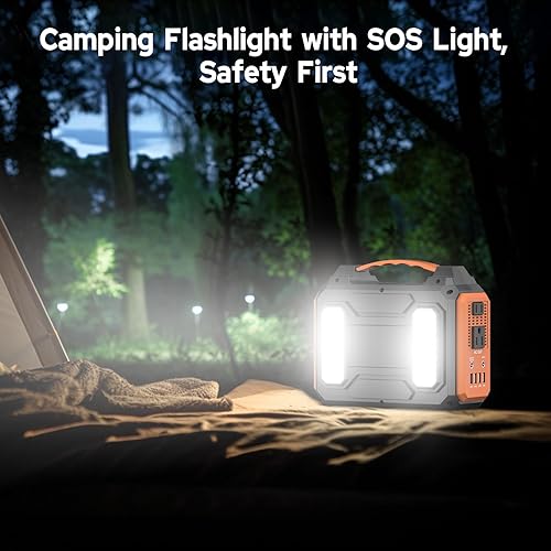 Miniatura 9 de Generador solar portátil con panel, estación de energía portátil de 300 W con panel solar plegable de 40 W, salida de CA de 110 V de 100 W, banco de