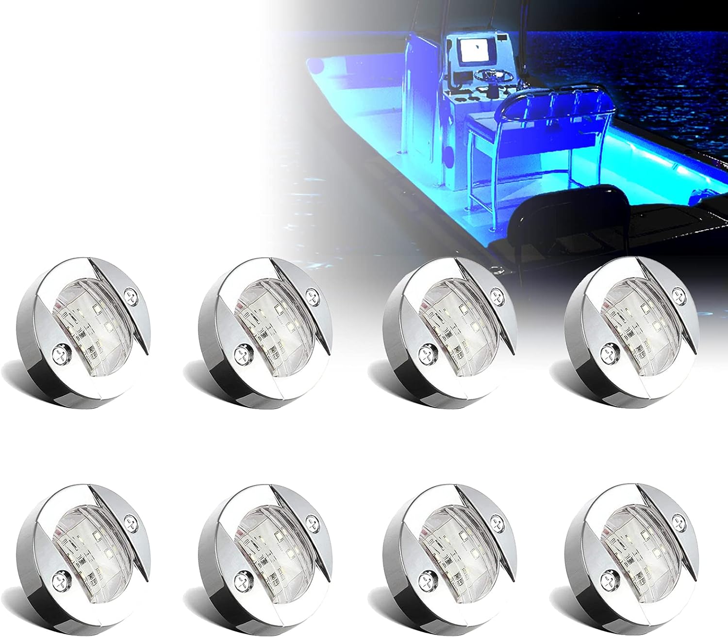 UCINNOVATE 8Pcs Marine Boat LED Lights, Boat Stern Light, Courtesy Lights, Boat Interior Lights