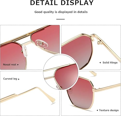 Miniatura 7 de kimorn Gafas de sol polarizadas para mujer y hombre, retro, de gran tamaño, cuadradas, vintage, clásicas, grandes, de metal, K1221