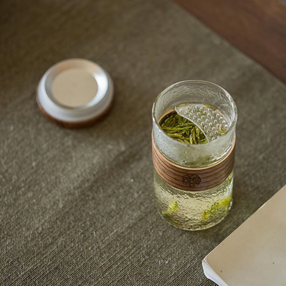 Heat Resistant Glass Tea Infuser Cup with Lid for Loose Tea