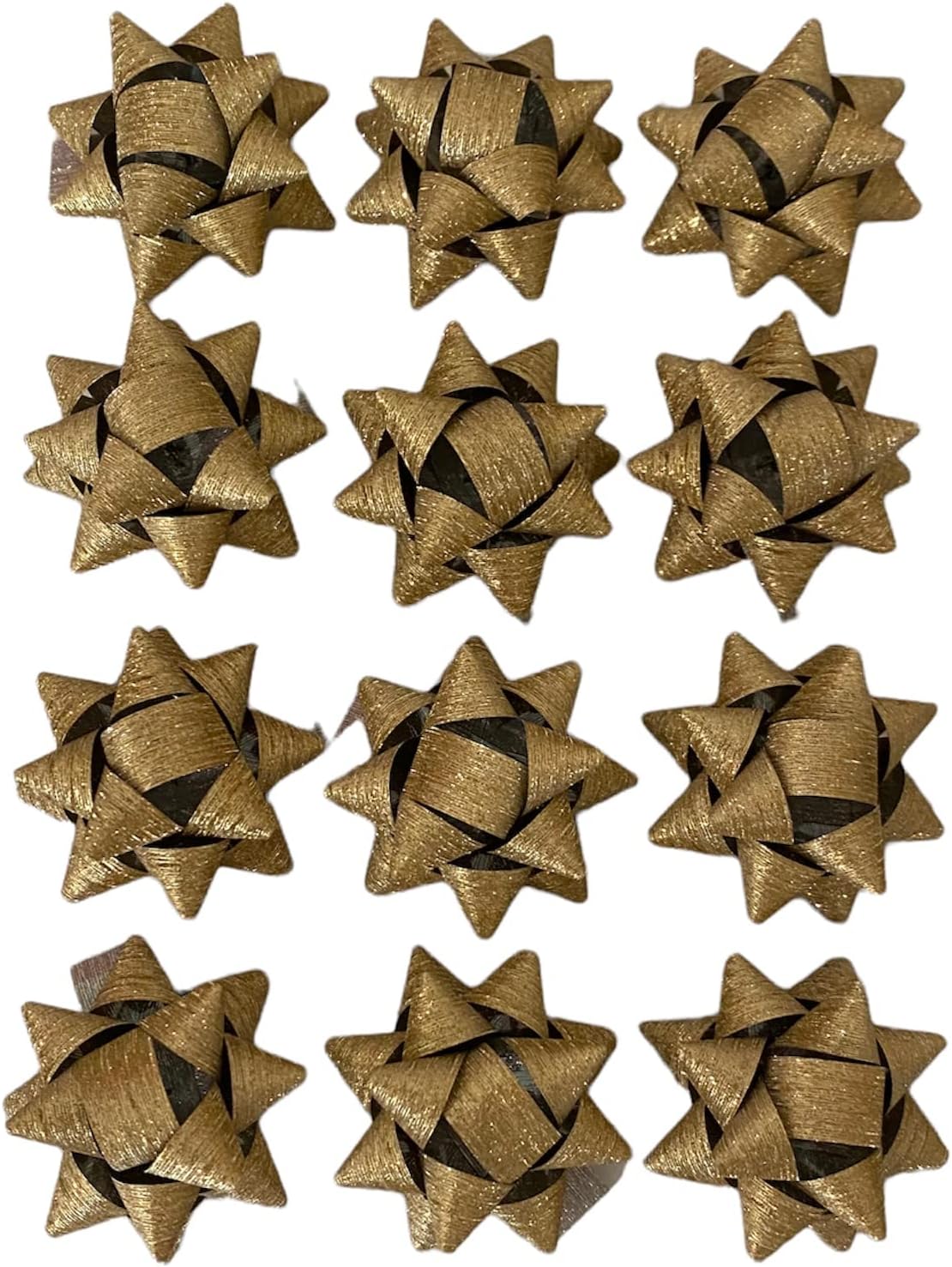 GMMRosettes for Christmas Gifts, Bows for Christmas Gifts, Self Adhesive Gift Packs, Decorative Stars for Christmas, Valentine's Day and Any Celebration, Diameter 4.5 cm, Adhesive 2 cm, 12 Pieces,