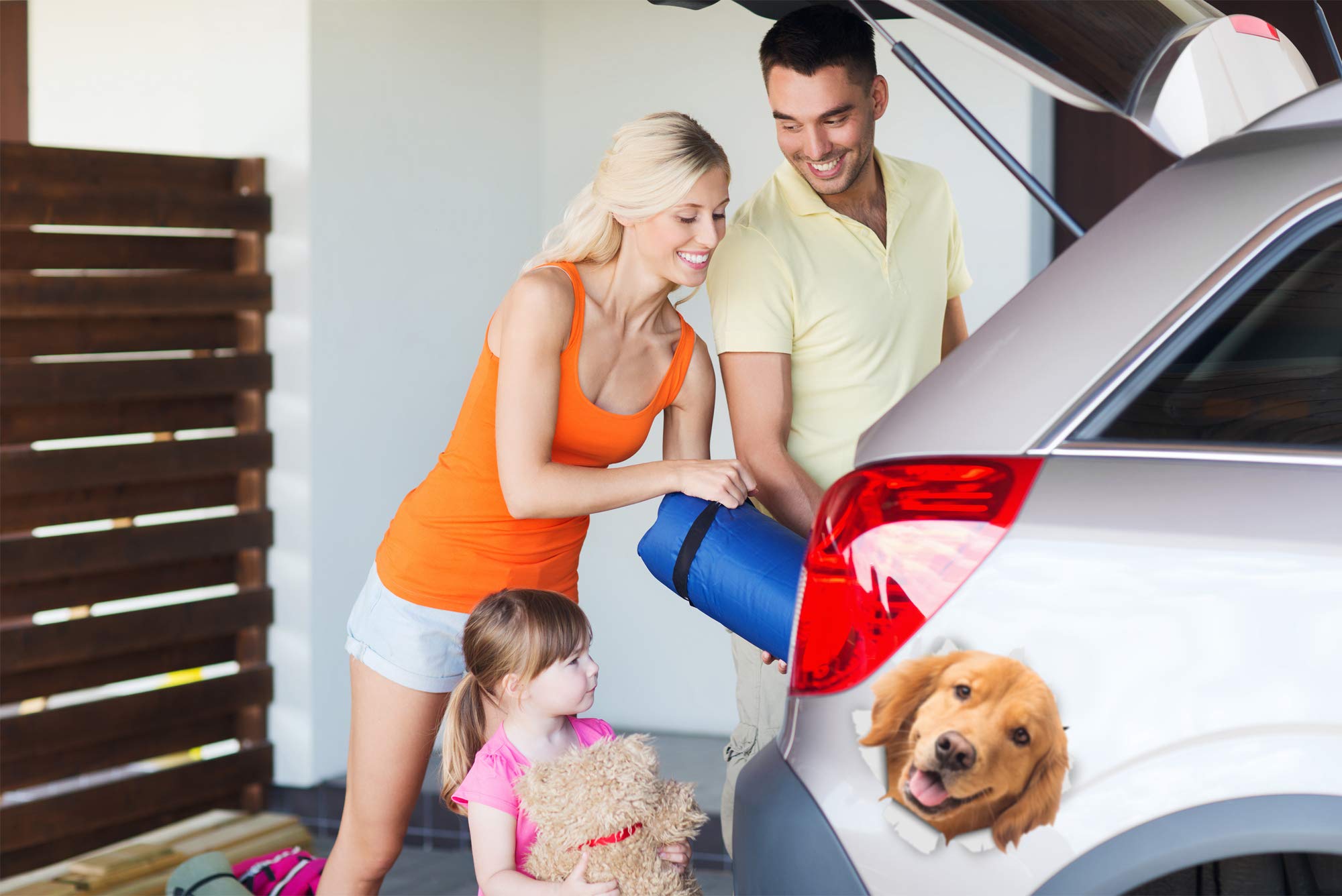 3D Golden Retriever Wall Stickers 2-Pack - Realistic Dog Decals For Home Decor