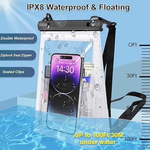 Miniatura 5 de Funda impermeable grande para teléfono móvil, funda impermeable para iPhone 14 13 Pro Max 12 Plus 11 XS XR X Samsung hasta 8.5 pulgadas, IPX8 a