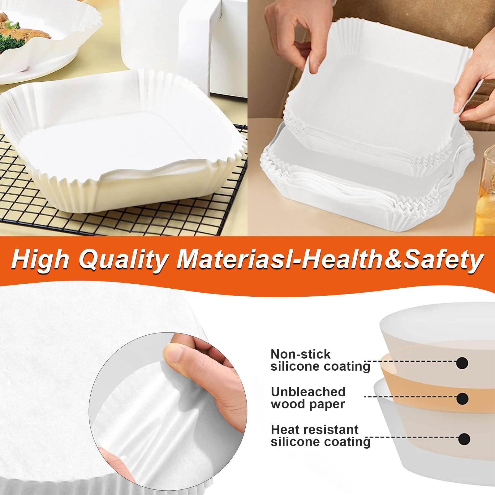 Carta Forno Per Friggitrice Ad Aria 300 Pezzi - Antiaderente E Resistente - Foto 9