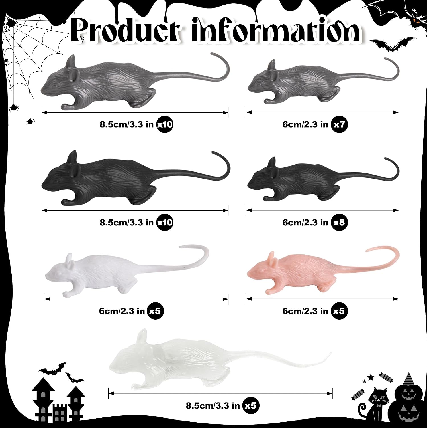 50 Pcs Mini Fake Mouse, Halloween Realistic Mice Prank Plastic Mice Toys image 2