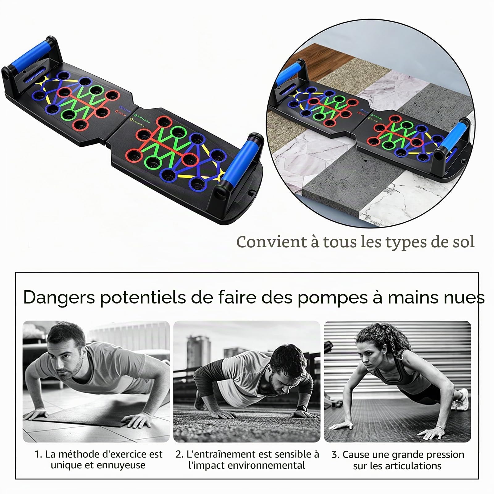 Push Up Board Système de Supports de Pompes Multifonctionnels 14 en 1 pour Hommes Femmes, Barre de Poussée Portable, Poignées de Poussée de Musculation pour Hommes