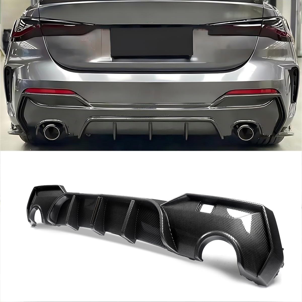 SHENGXUAN BMW 4 Series G22 G23 M-Sport Carbon Fiber Look Rear Diffuser