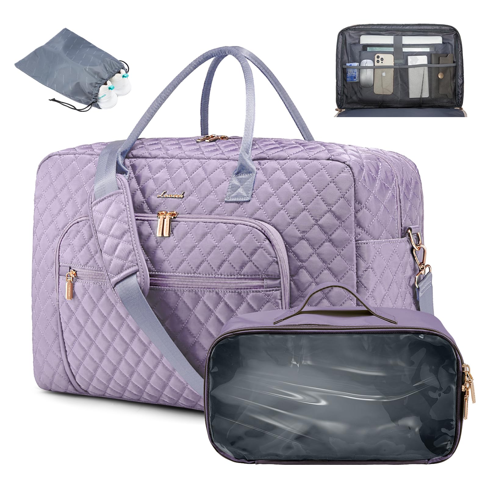 LOVEVOOK Travel Duffle Bag - Women's Weekender Carry On Overnight Laptop & Gym Bag With Toiletry/Shoe Pocket, Hospital Labor Bag