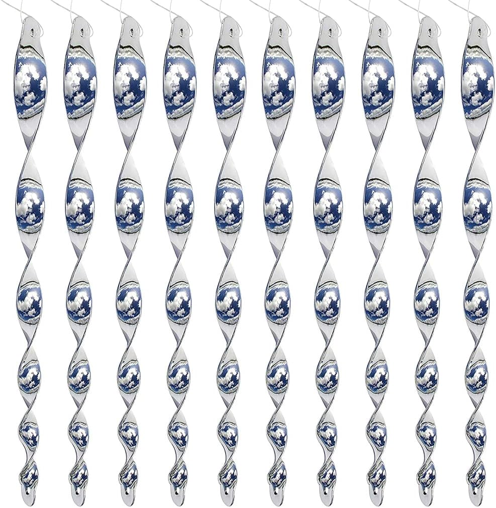 - HASTHIP® 10Pcs 30cm Bird Repellent for Balcony, Silver Reflective Pigeon Scarer, Ornamental Spiral Deterrent Control Device for Roof Edge, Fence