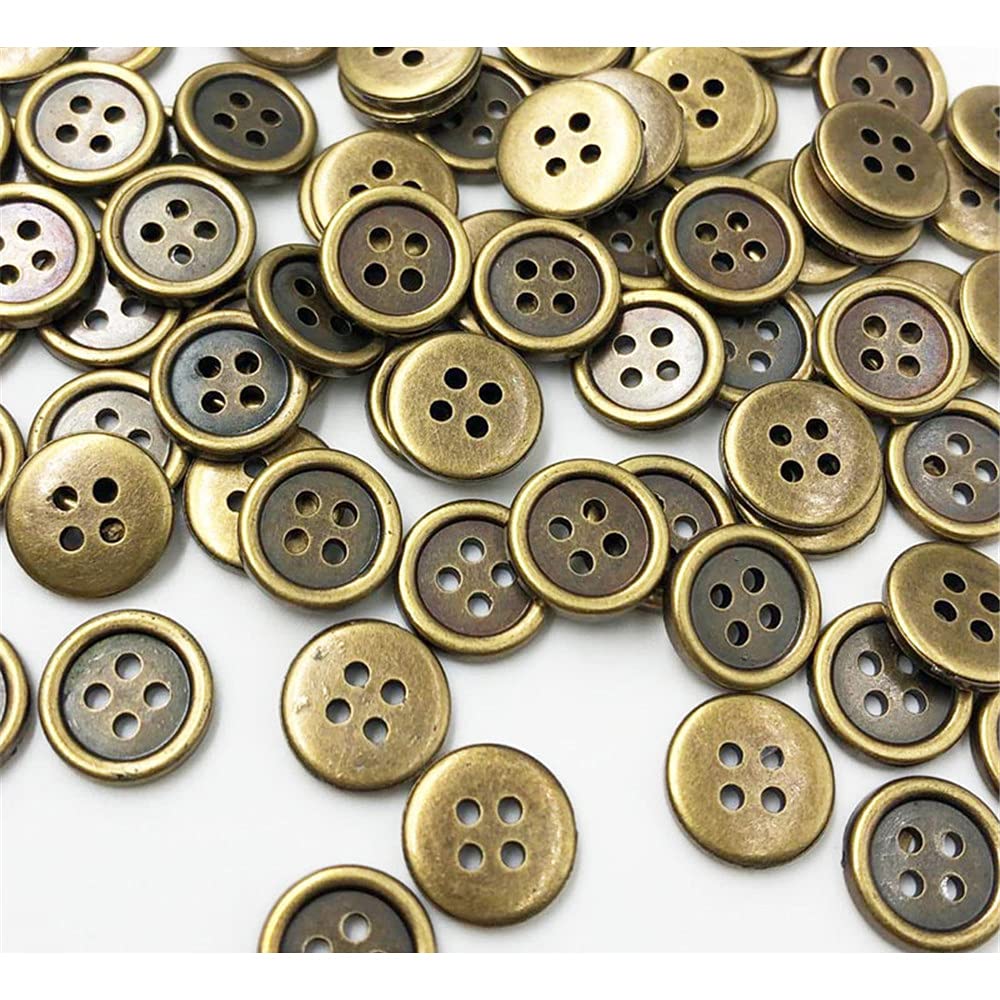 100 Boutons De Couture Ronds 4 Trous - Diamètre 12 Mm, Couleur Métallique, Pour Artisanat Et Tricot