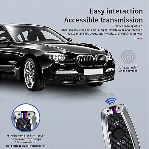 Miniatura 4 de Bradegeve Funda para llavero, llavero, carcasa de metal compatible con BMW 1 3 4 5 6 7 Series X3 X4 M5 M6 GT3 GT5 (Gunmetal y fibra de carbono),