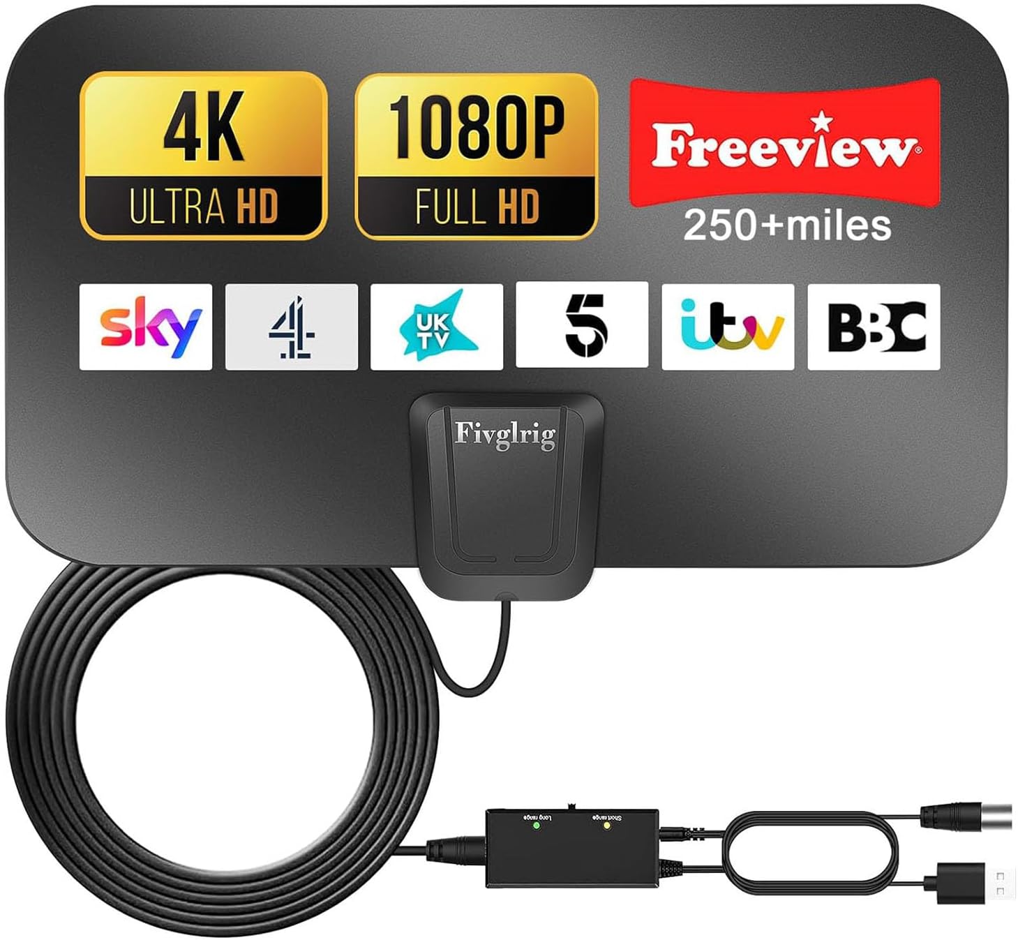 Fivglrig 2024 Upgraded TV Aerial Digital TV Aerial Indoor for