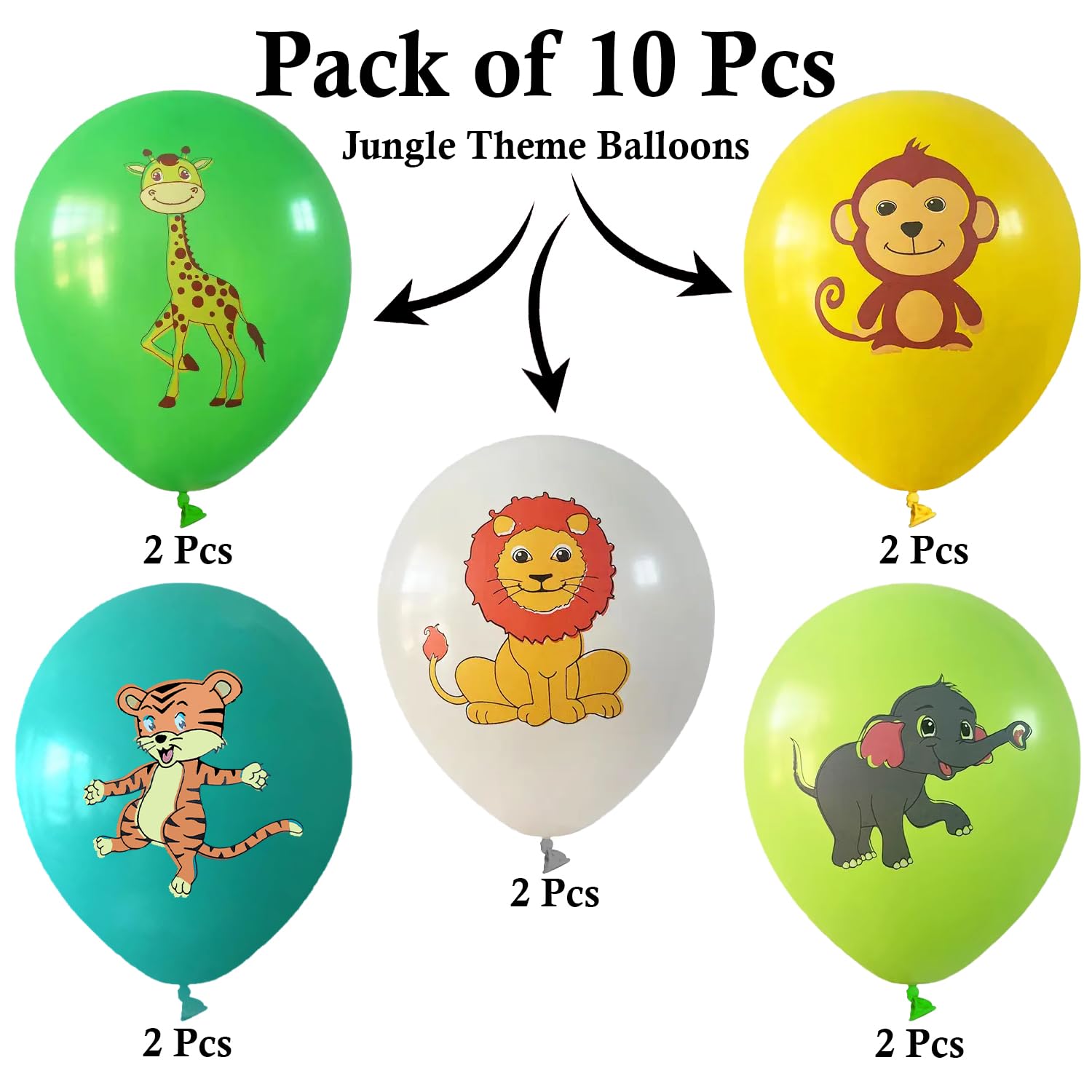 Jungle Safari Balloons - 10 Animal Party Decorations -2 Jungle Safari Balloons - 10 Animal Party Decorations -2