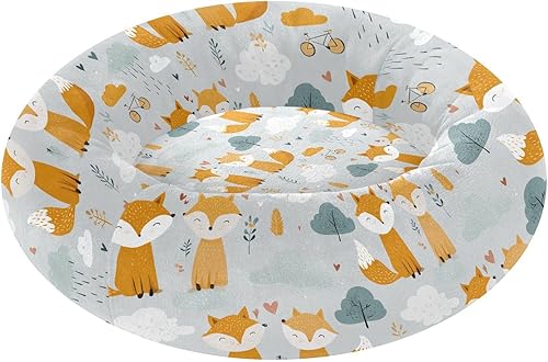 Cartoon Yellow Foxes Grey Warm & Soft Pet Dog Beds fluffier Cat Pillow Bed for Small Size Pets Supplies cama elevada para Perros Grandes