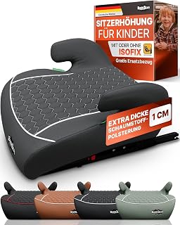 Sitzerhöhung Auto Kinder Isofix - inkl. gratis Zusatzbezug - Kindersitz - 15-36kg - ab 125 cm - neueste Norm ECE R 129 - Extra dicke Polsterung der Sitzschale mit Premium Wabenmuster