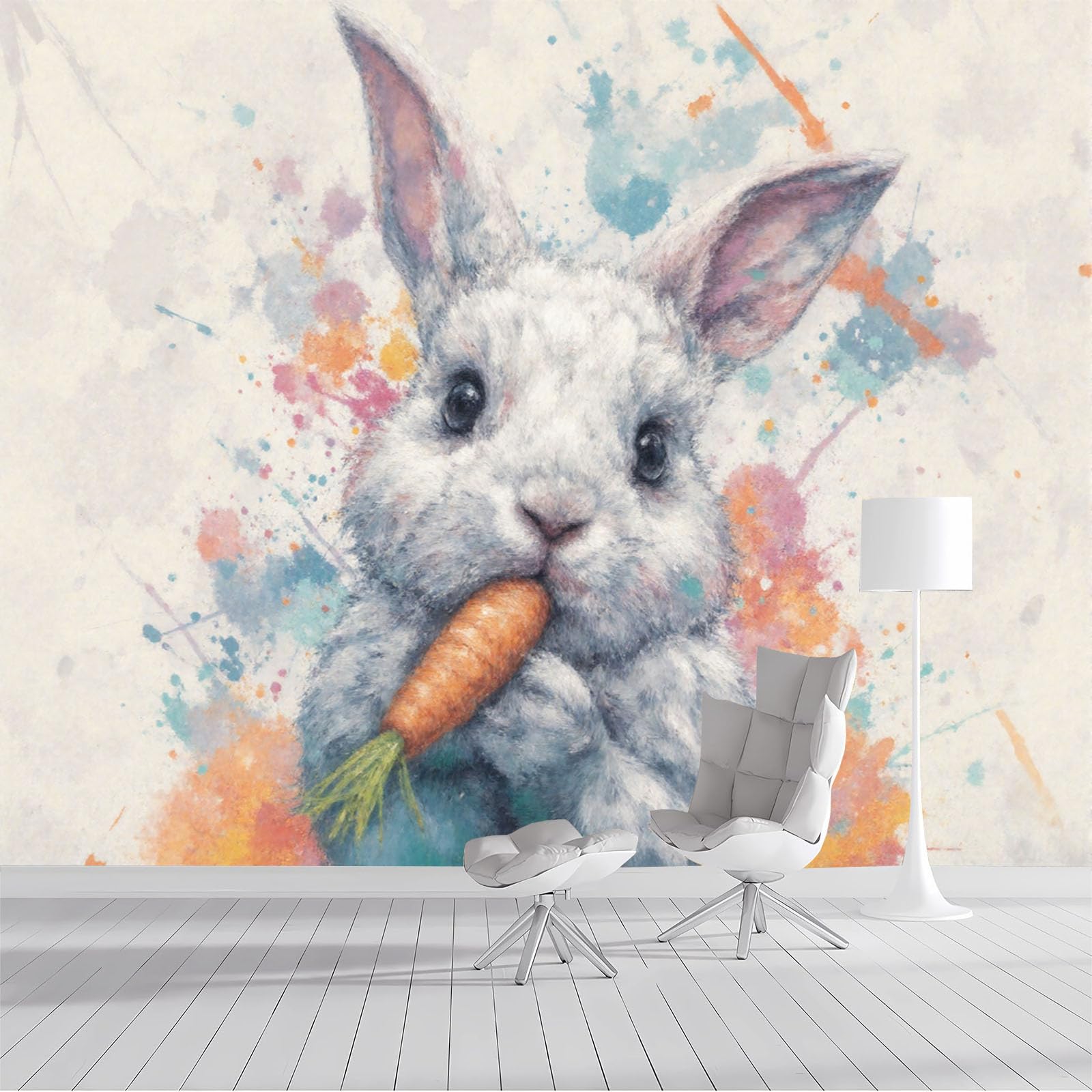 Papier Peint Panoramique Animaux en Soie Lessivable pour Décoration de Salon