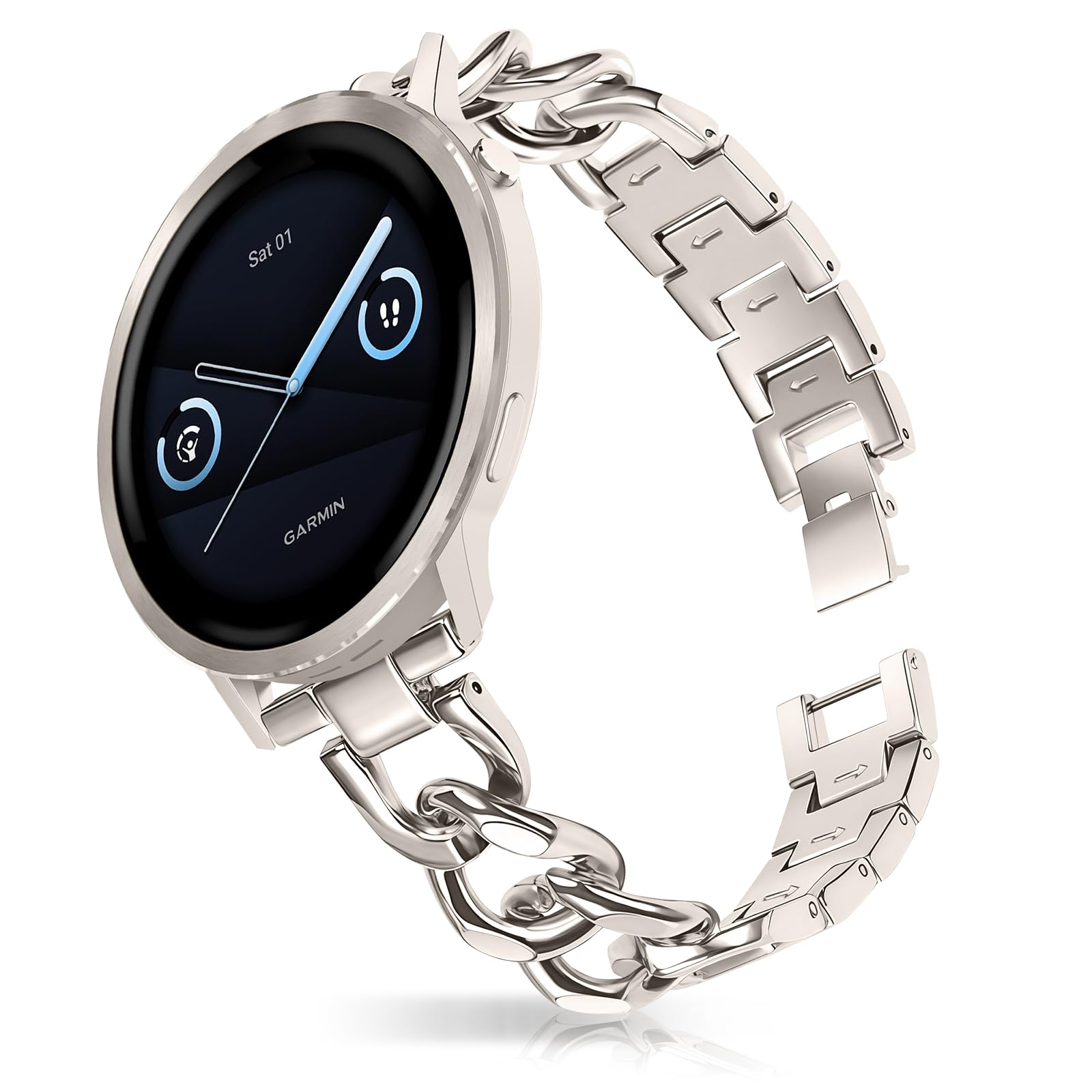 [HinZann] バンド レディー Garmin Venu 4 41mm/Venu 3s 対応 メタルバンド チェーン かわいい