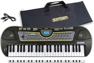 Bontempi- MelodyTouch - Teclado Digital de 49 Teclas con Accesorios completos para una Experiencia Musical cómoda, 588x200x65 mm, Color Negro y Blanco, Youth Large / 11-13 (154909)