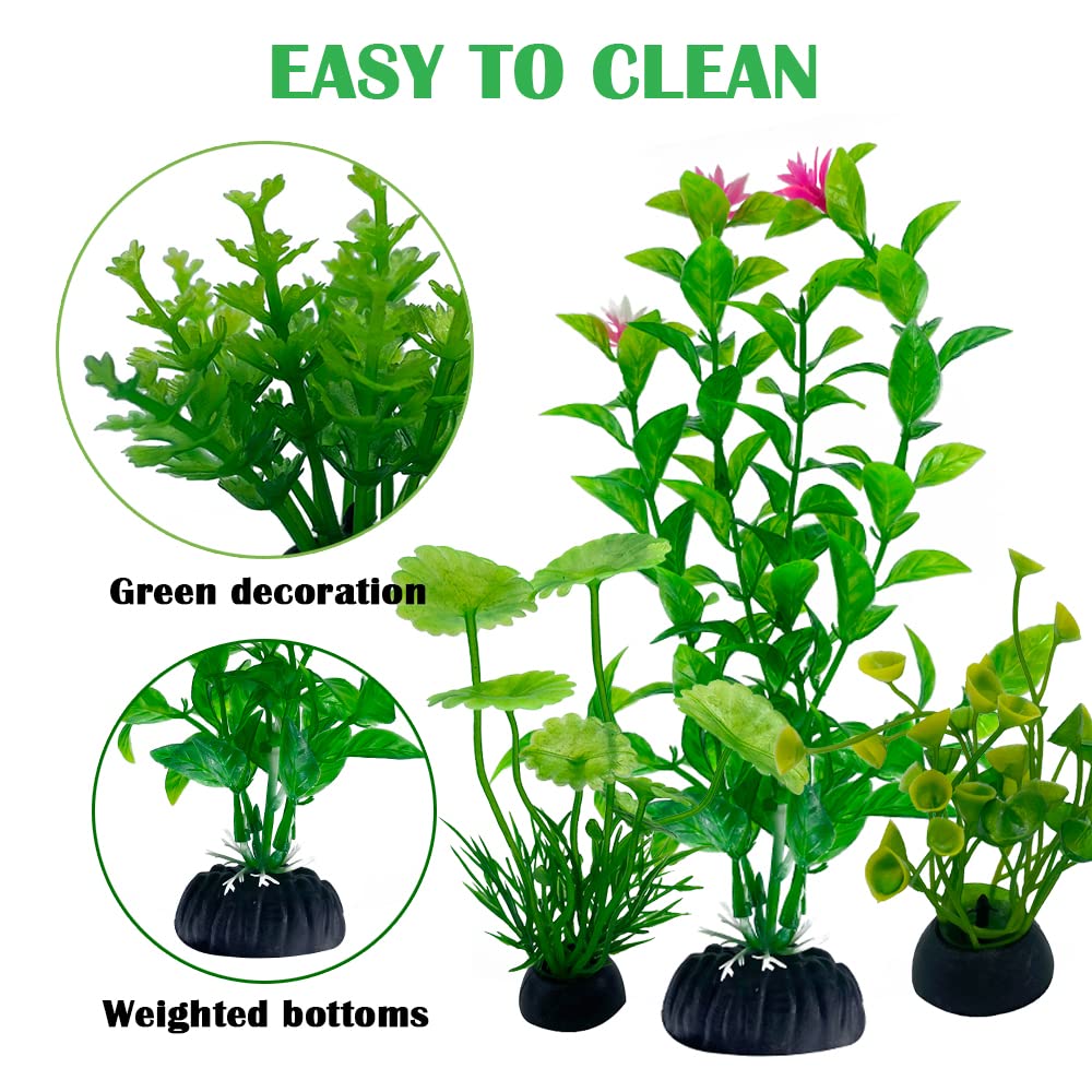 Vibury Fish Tank Aquatic Plants, 14 Pack Aquarium Plants Green Artificial Aquatic Plants, Fish Tank Decor - Image 4