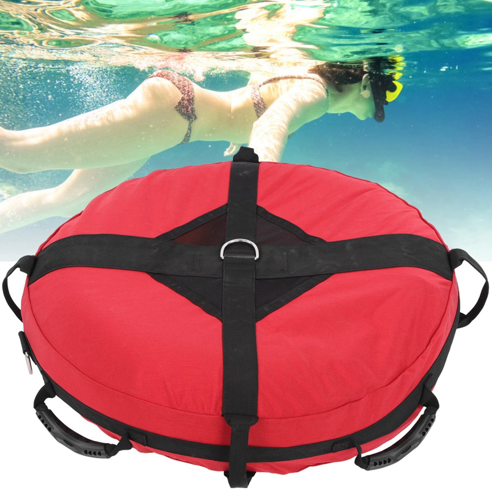 Palla Galleggiante per Apnea Gonfiabile in Superficie 'Acqua per Immersioni Pesca Subacquea Snorkeling Attrezzatura Allenamento con Anelli a D in Acciaio Inossidabile 316