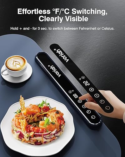 Miniatura 3 de Voriah Tapete de calentamiento para alimentos, bandeja de calentamiento eléctrica grande de 27.5 x 15.7 pulgadas, 7 niveles de temperatura, calor