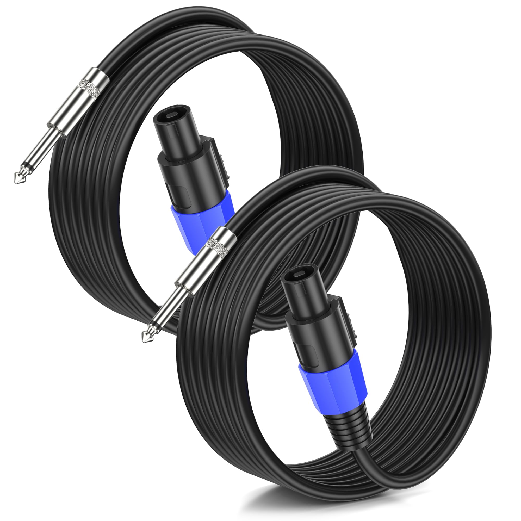 10M 2pack Speakon a 1/4" TS Cables de Altavoz M-M para Amplificadores de Audio Cable de 15 Calibres con Conector Twist Lock DJ/PA para Audio de Alta Resistencia