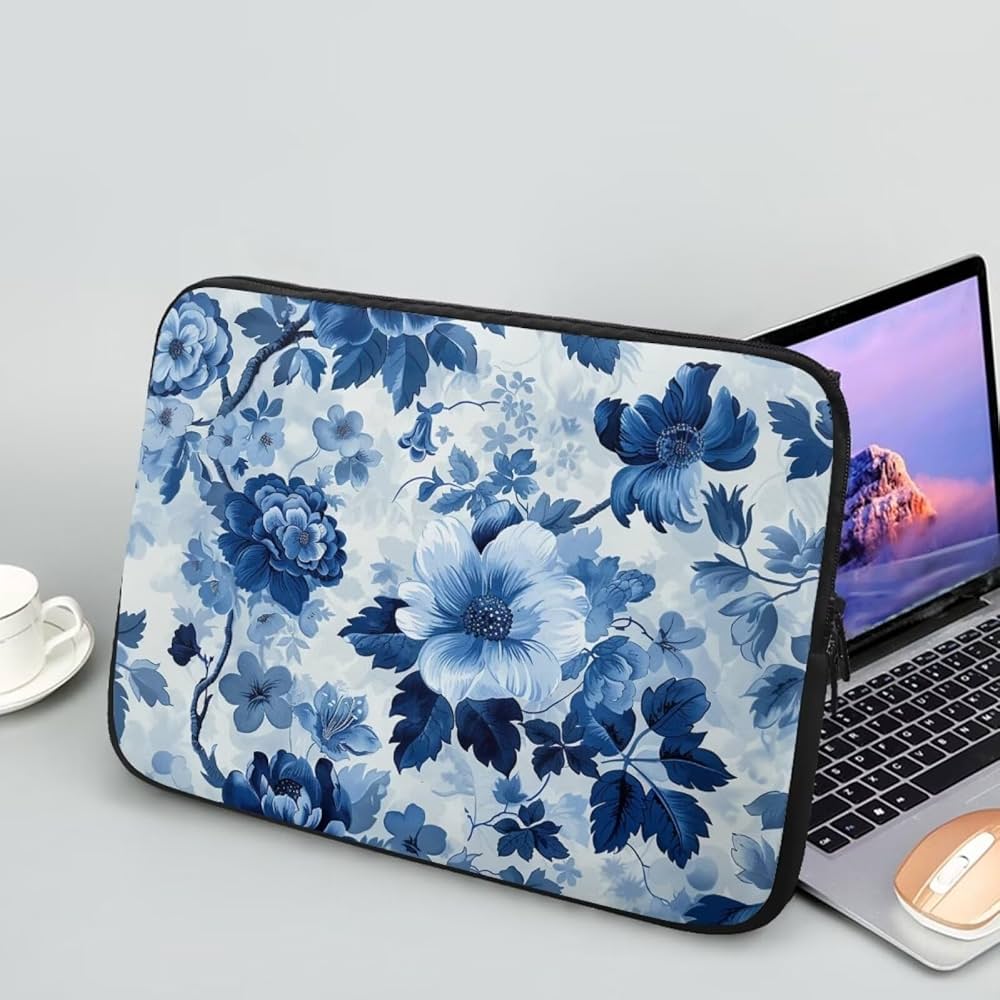 Amazon.com: ZUXONGSY Blue Floral 10 Laptop Sleeve Bag