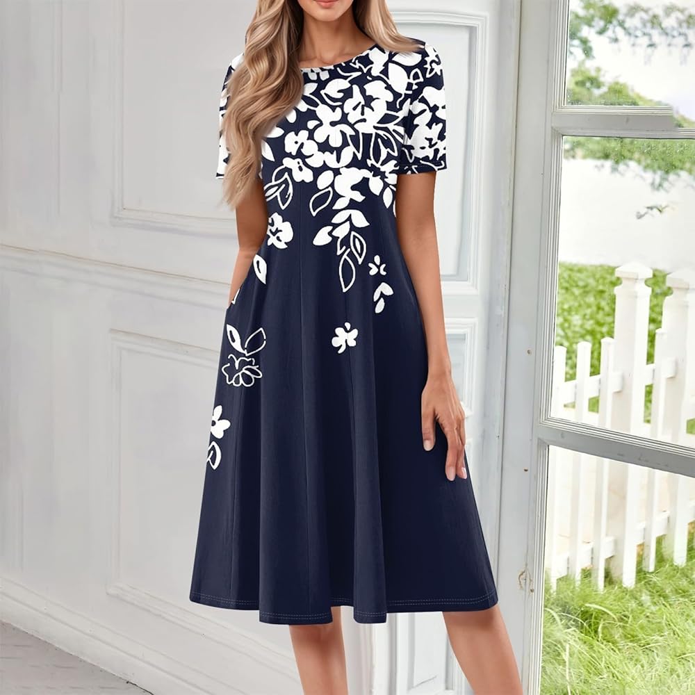 Abiti Shein Donna Abito Estivo Donna 2025 Midi, Manica Corta