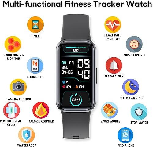 Miniatura 2 de ZURURU Reloj de seguimiento de actividad física con monitor de oxígeno en sangre y frecuencia auditiva, reloj inteligente con seguimiento de