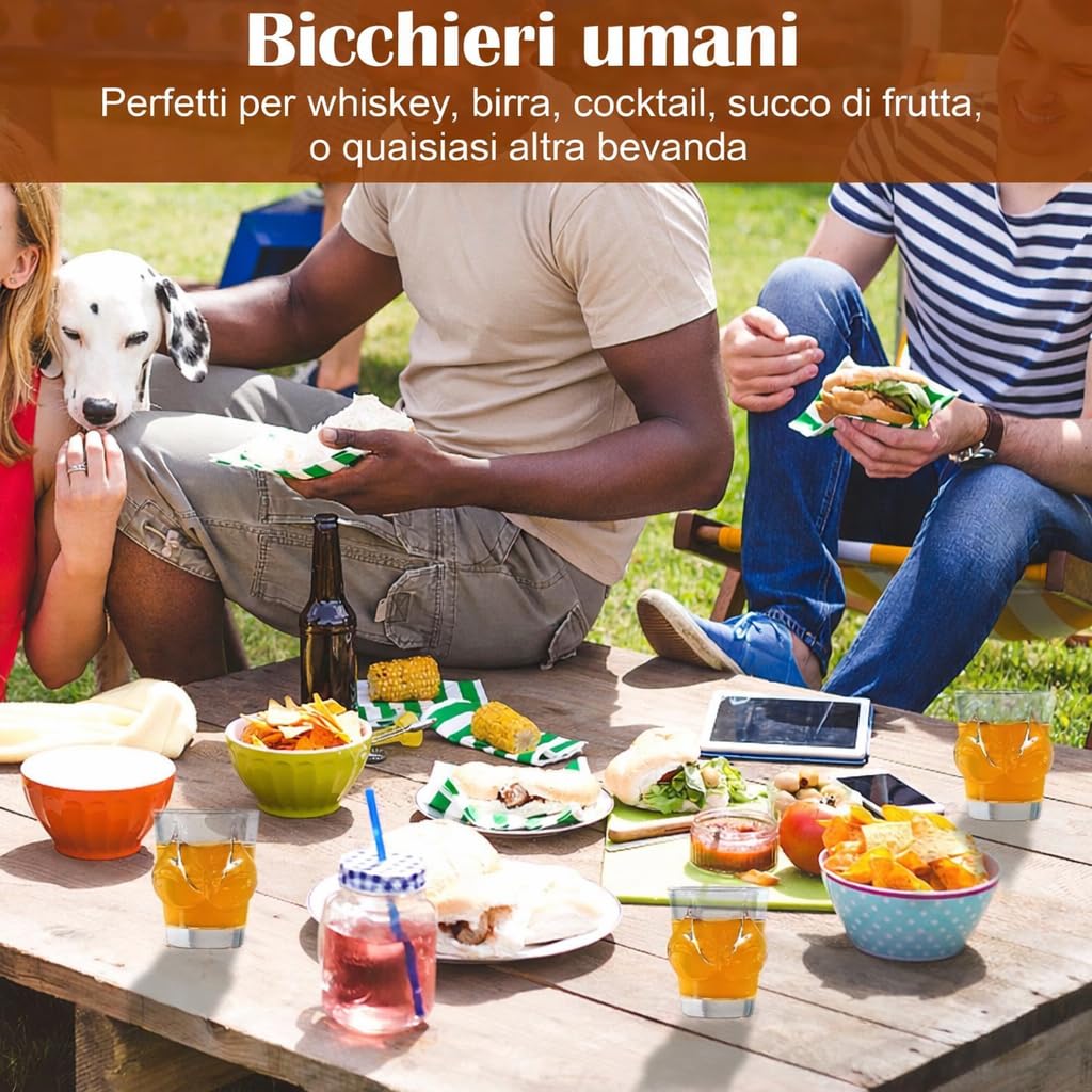 Set Di 7 Mini Bicchieri Da Liquore, Bicchieri Da Whisky, Bicchieri Da Vino, Mini Bicchieri Da Liquore In Stile "Human Art" Adatti Per Tequila, Vodka E Superalcolici, Perfetti Per Feste, Bar E Festival