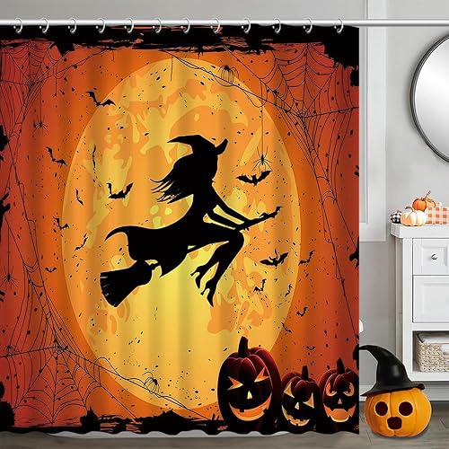 Miniatura 12 de Cortina de ducha con temática de Halloween de película de terror, diseño gótico sangriento espeluznante, juego de cortinas de baño de mansión