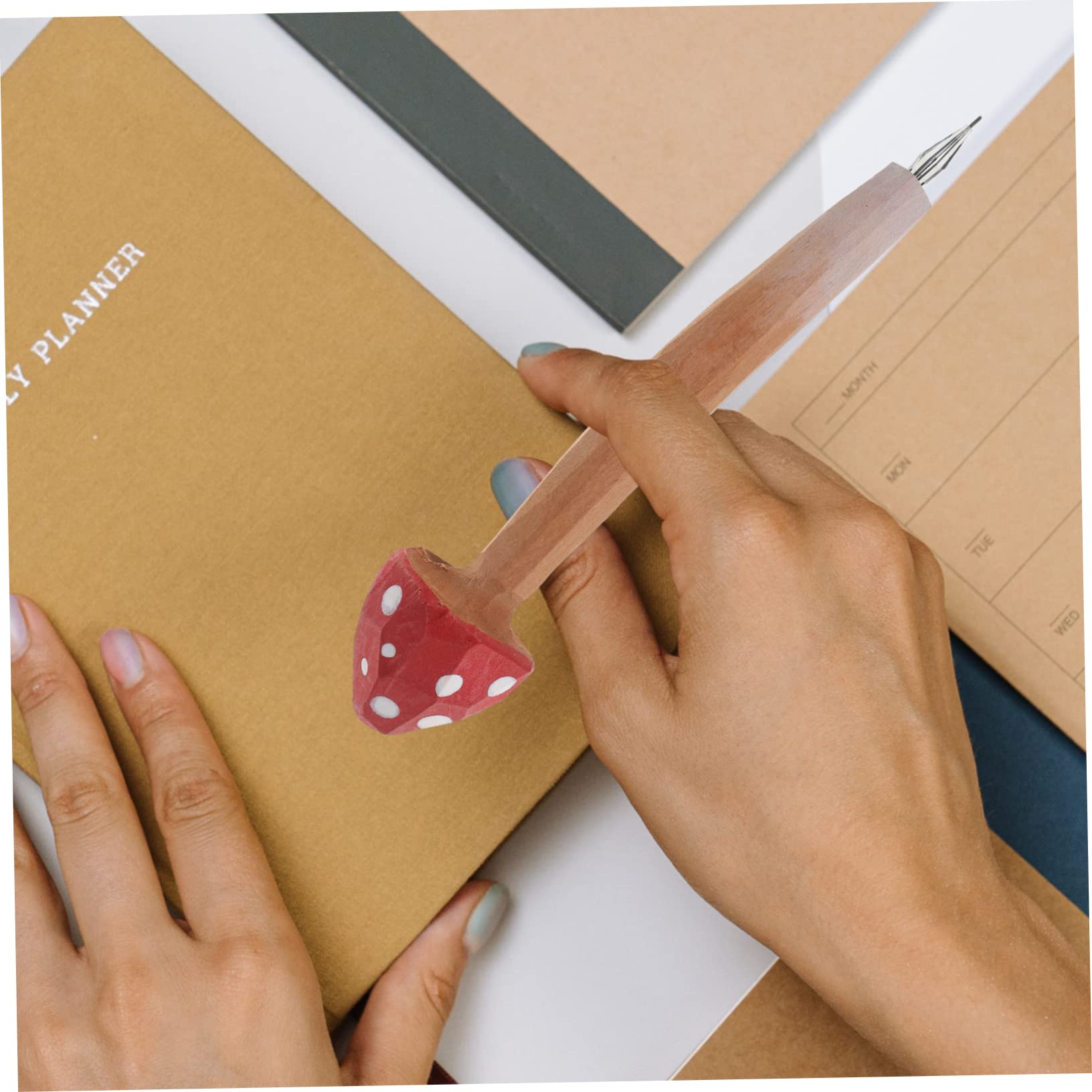 Amazon | MAGICLULU 木彫りペン キノコペン きのこペン キノコの形を 