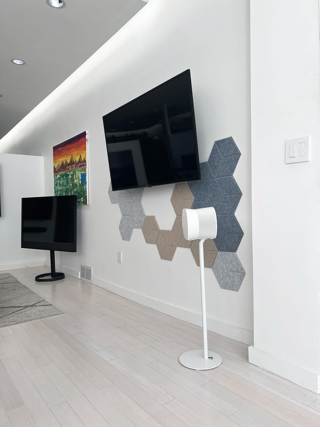 ynVISION.DESIGN Fixed Height Floor Stands Compatible with Sonos Era 100, Era 300 Speakers - Surround Sound Speaker Stands with Built-In Cable Management, Sleek and Secure, 28.2 inches tall, Pair White - Image 6