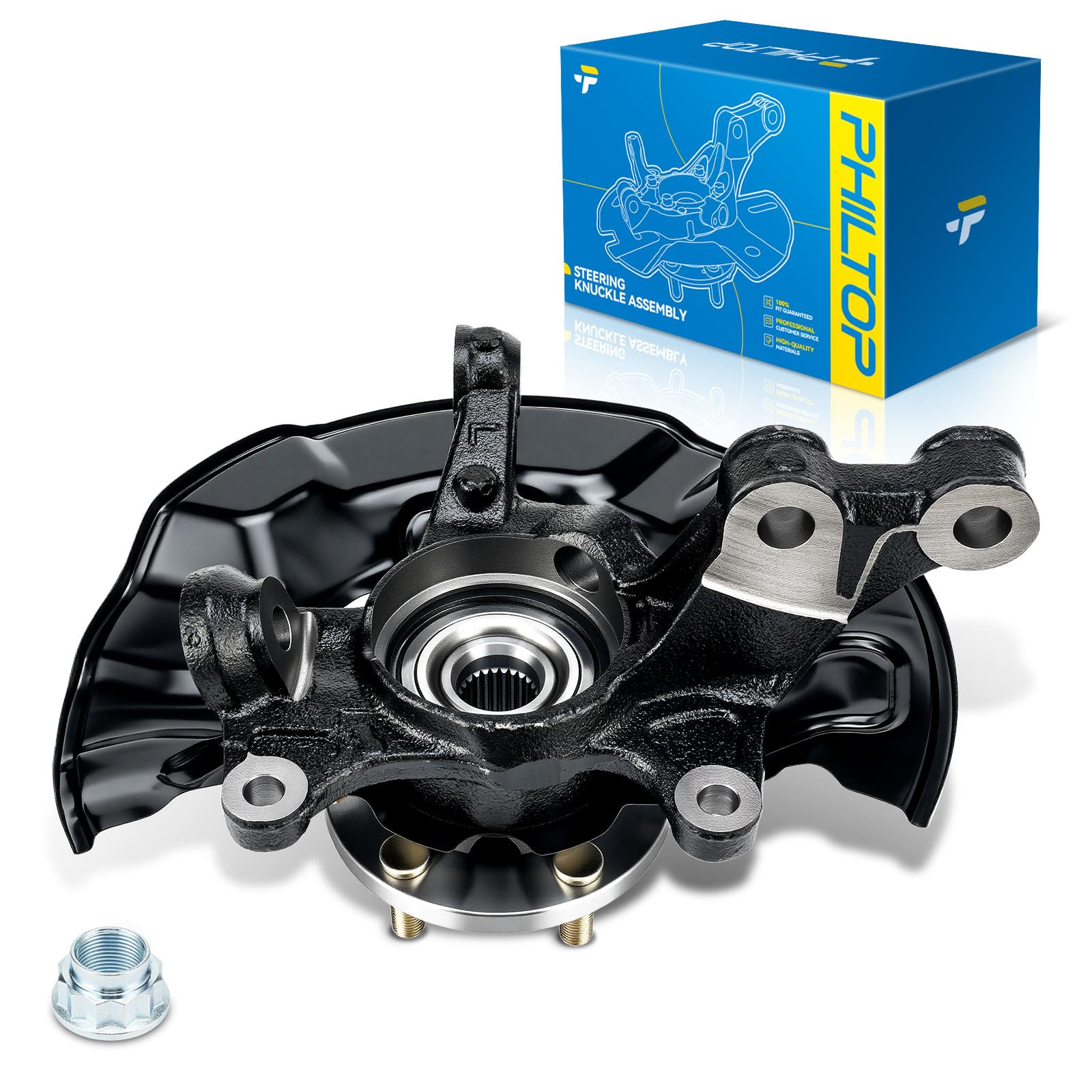 PHILTOP Front Left Knuckle Wheel Hub Bearing for 2009-2018 Toyota Corolla