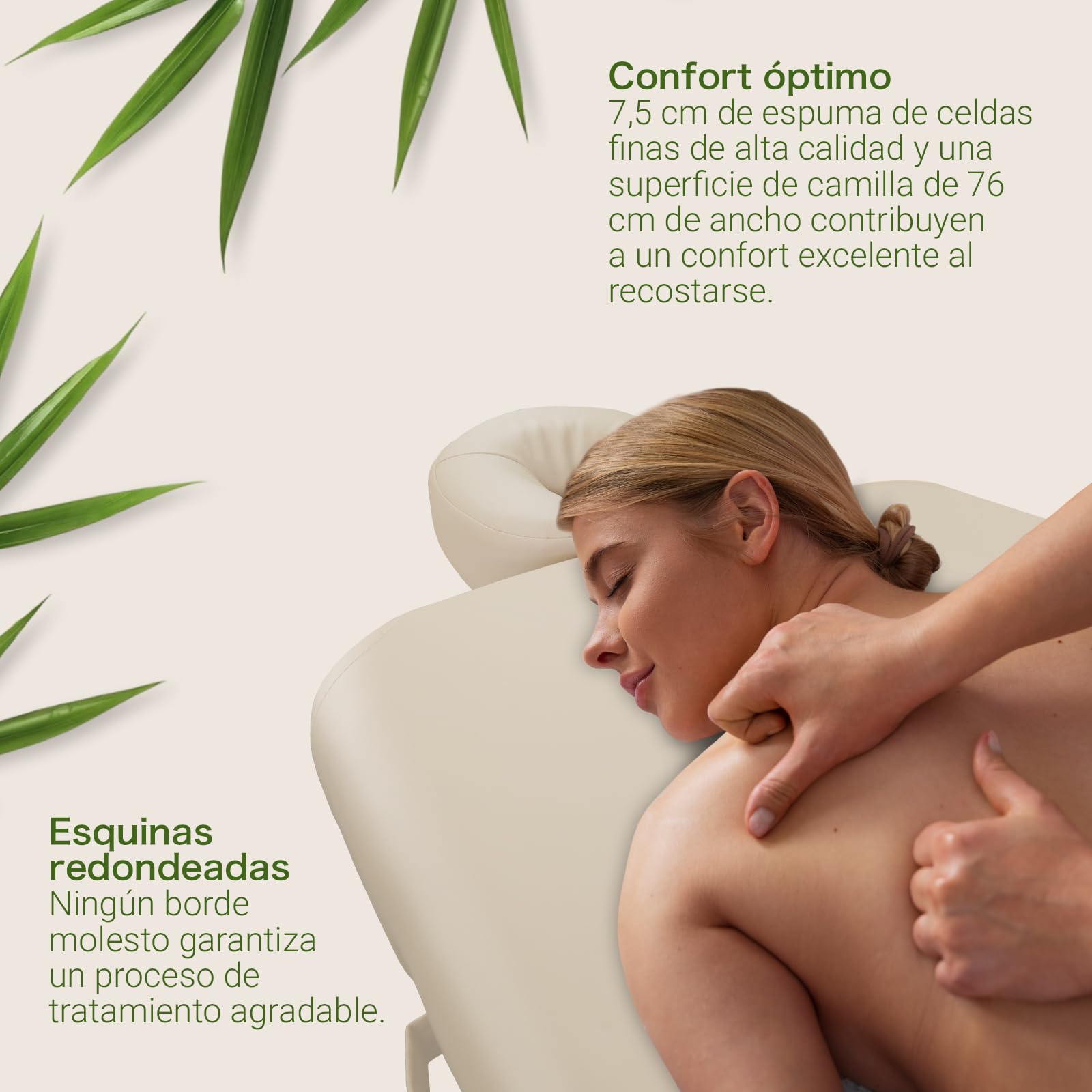 Zen – Camilla Masaje Plegable móvil de Esquinas Redondeadas Altura Regulable - Camilla estetica Madera Maciza para masajes Activos - Camilla Plegable con reposacabezas, reposabrazos y Bolsa Crema