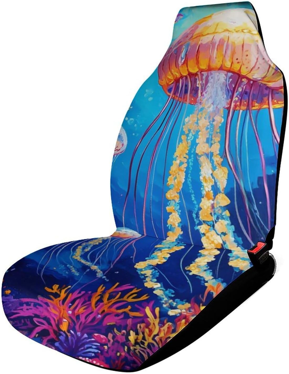 Seabed Jellyfish Car Seat Covers Universal Car Front Seats Protector Auto Interior Accessories 1PCS