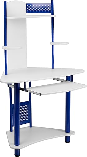 Flash Furniture Walker - Escritorio esquinero para computadora con gabinete Azul y blanco,Rosado y blanco,https://www.amazon.com/dp/undefined