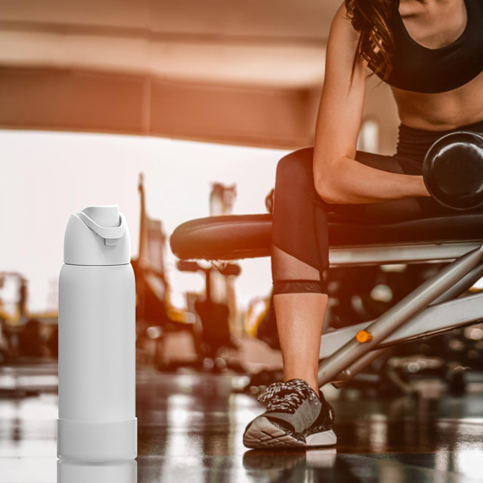 Linkidea - Confezione da 2 Protezioni per Borraccia compatibili con la Borraccia Sportiva Owala FreeSip da 32 oz, Protezione Antiscivolo in Silicone per Il Fondo della Borraccia (Bianco Trasparente)