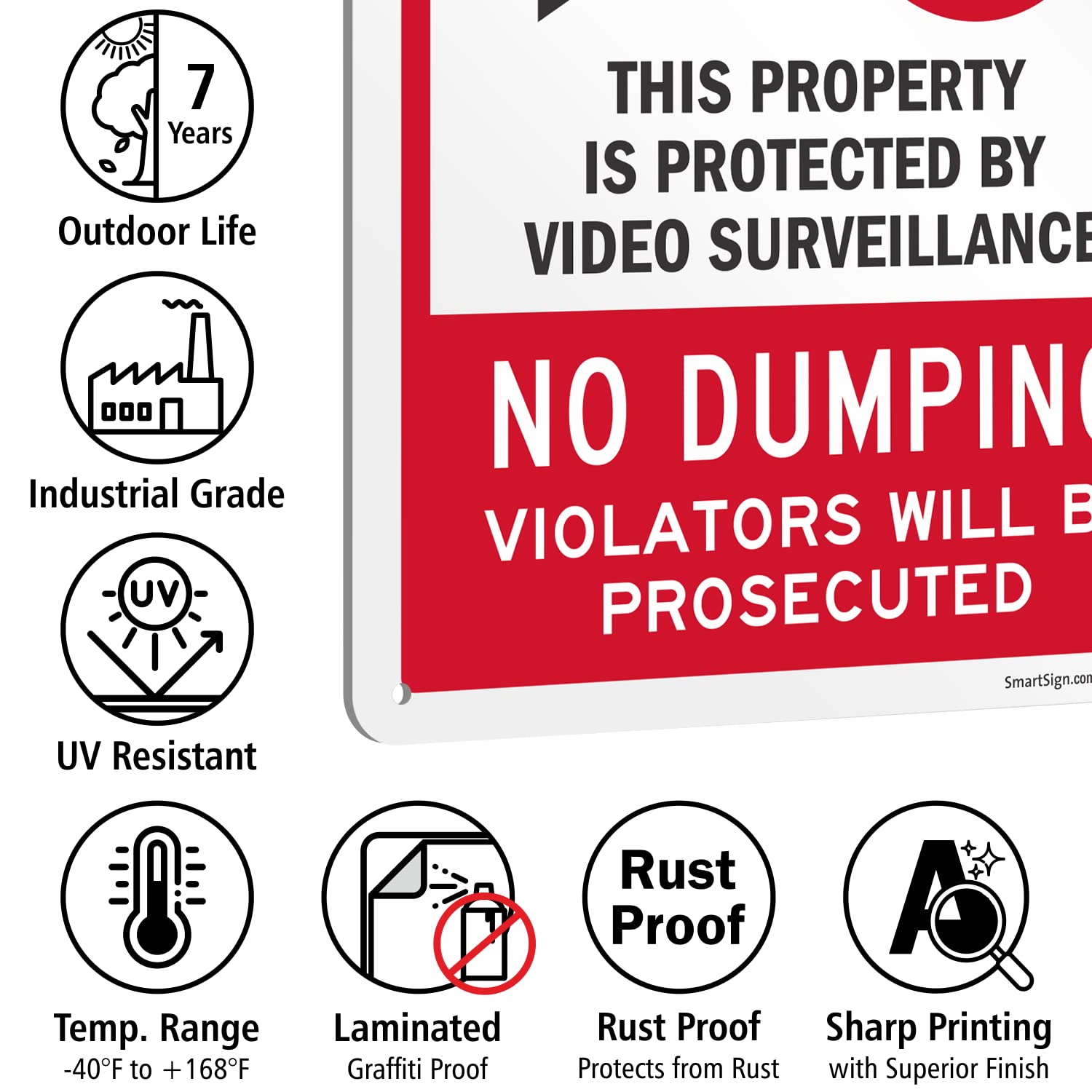No Trespassing: This Property Is Protected By Video Surveillance Alarm In Use Video Camera Icon Portrait - Wall Sign - Foto 6
