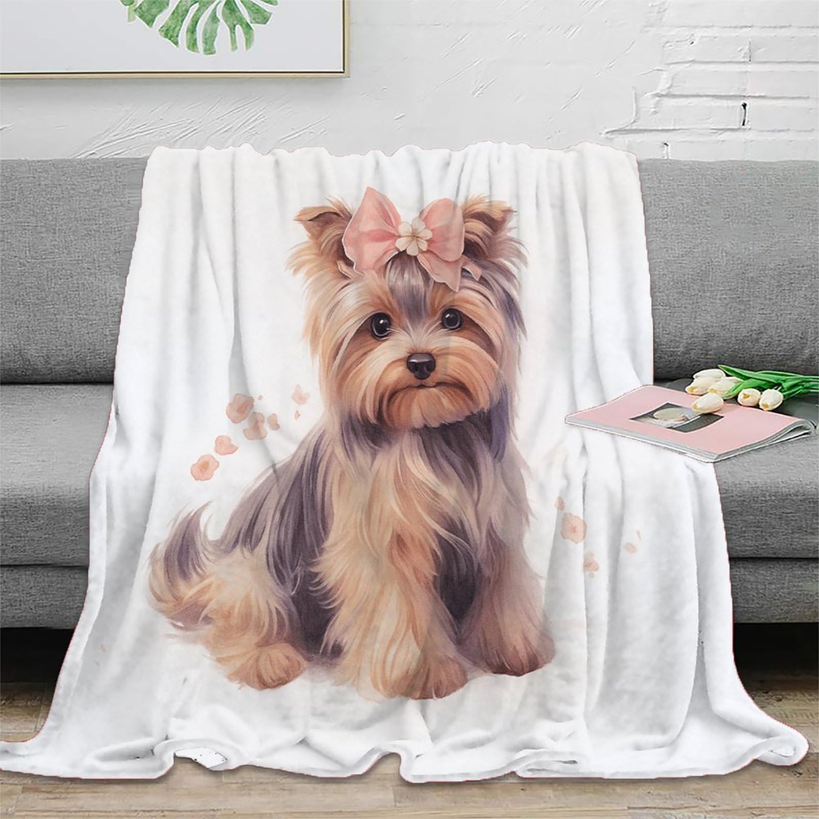 Couverture Yorkshire Terrier en microfibre premium literie luxe inaltérable
