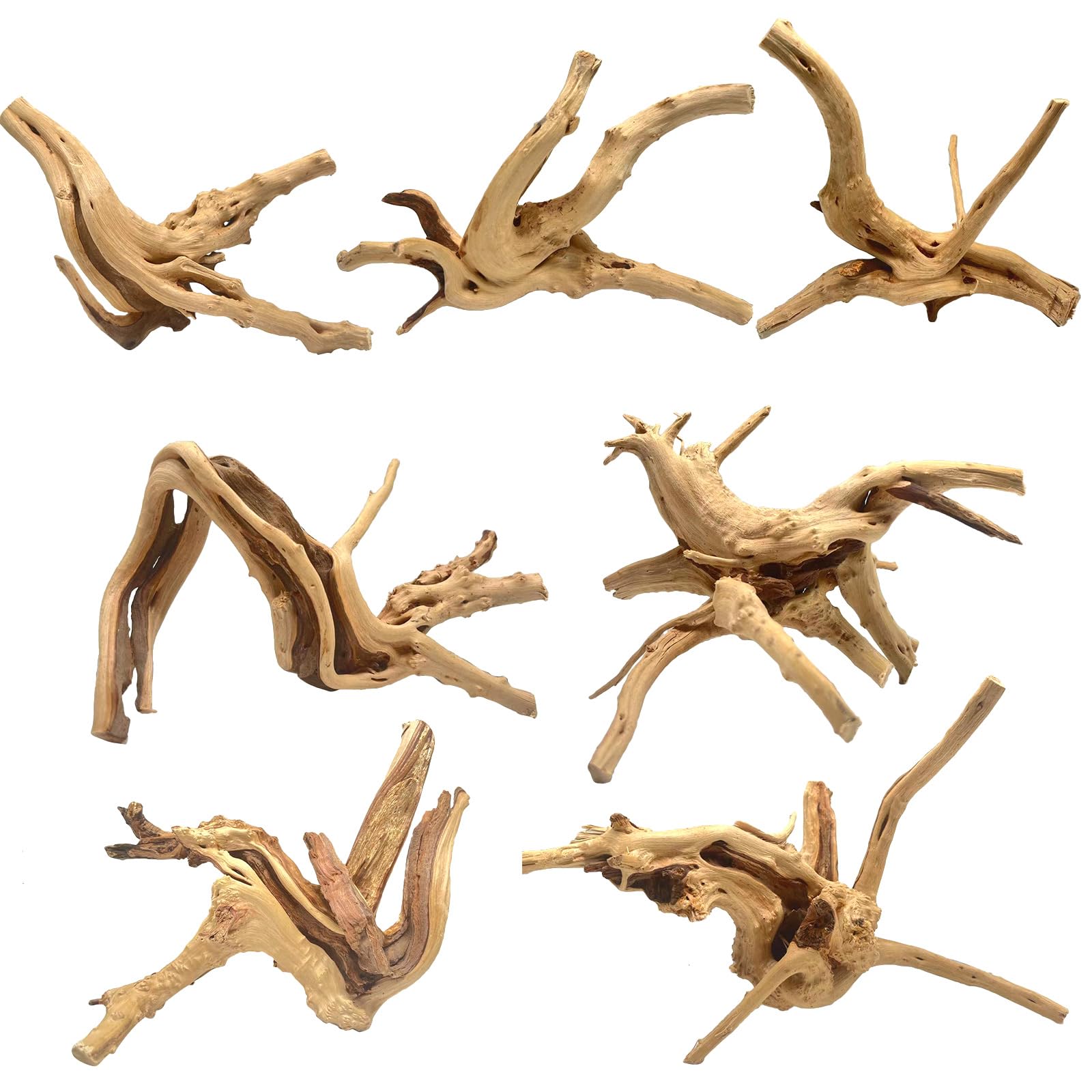 WDEFUN Natural Spiderwood for Aquarium Decor 7-Piece 4''-8'' Long Natural Driftwood Branches for Fish Tank Decorations
