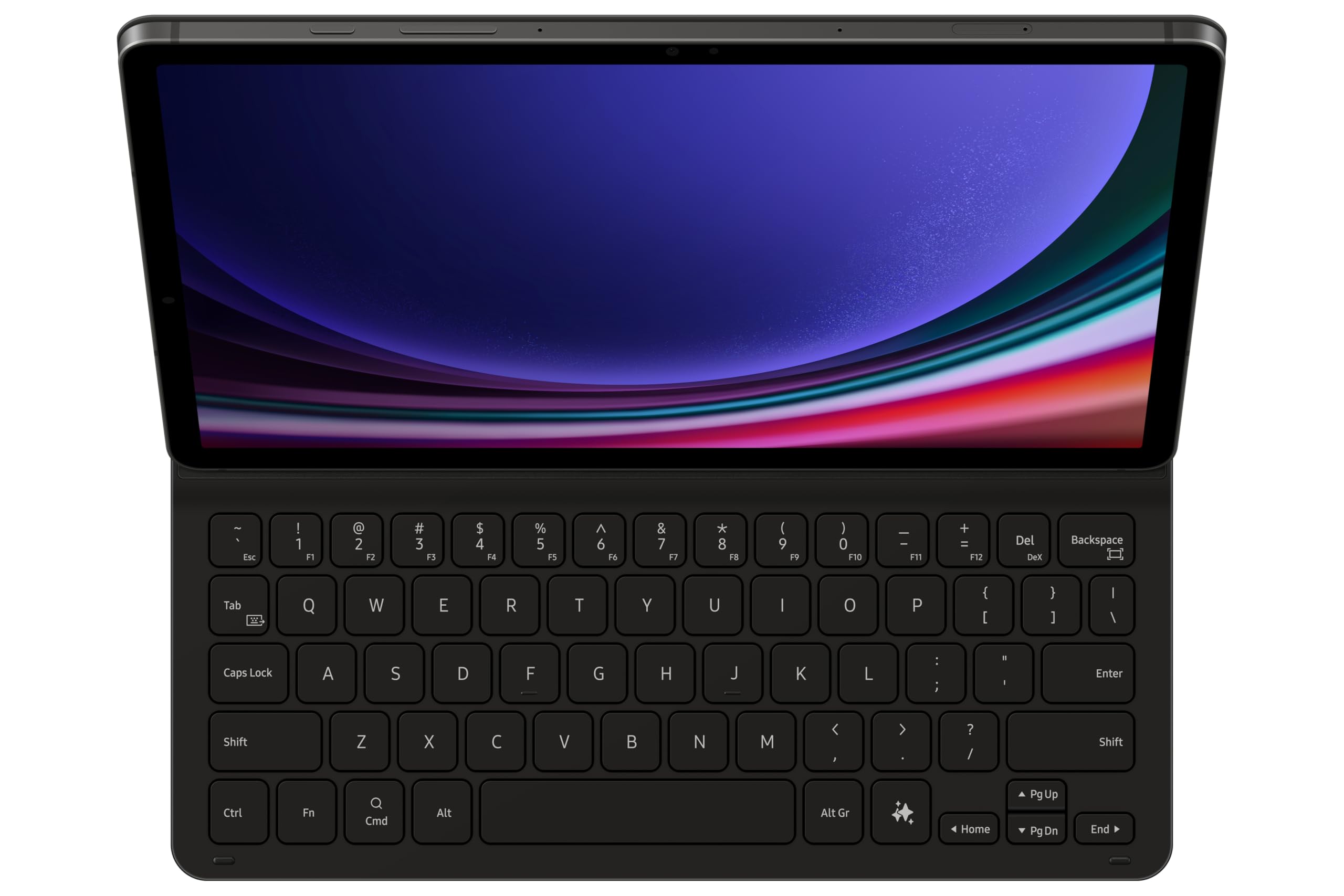 Samsung Book Cover Keyboard Slim EF-DX720 für das Galaxy Tab S10 Lite FE S9 mit QWERTZ-Tastatur und AI-Taste, Einteilige schlankes Design, S Pen Fach, Black