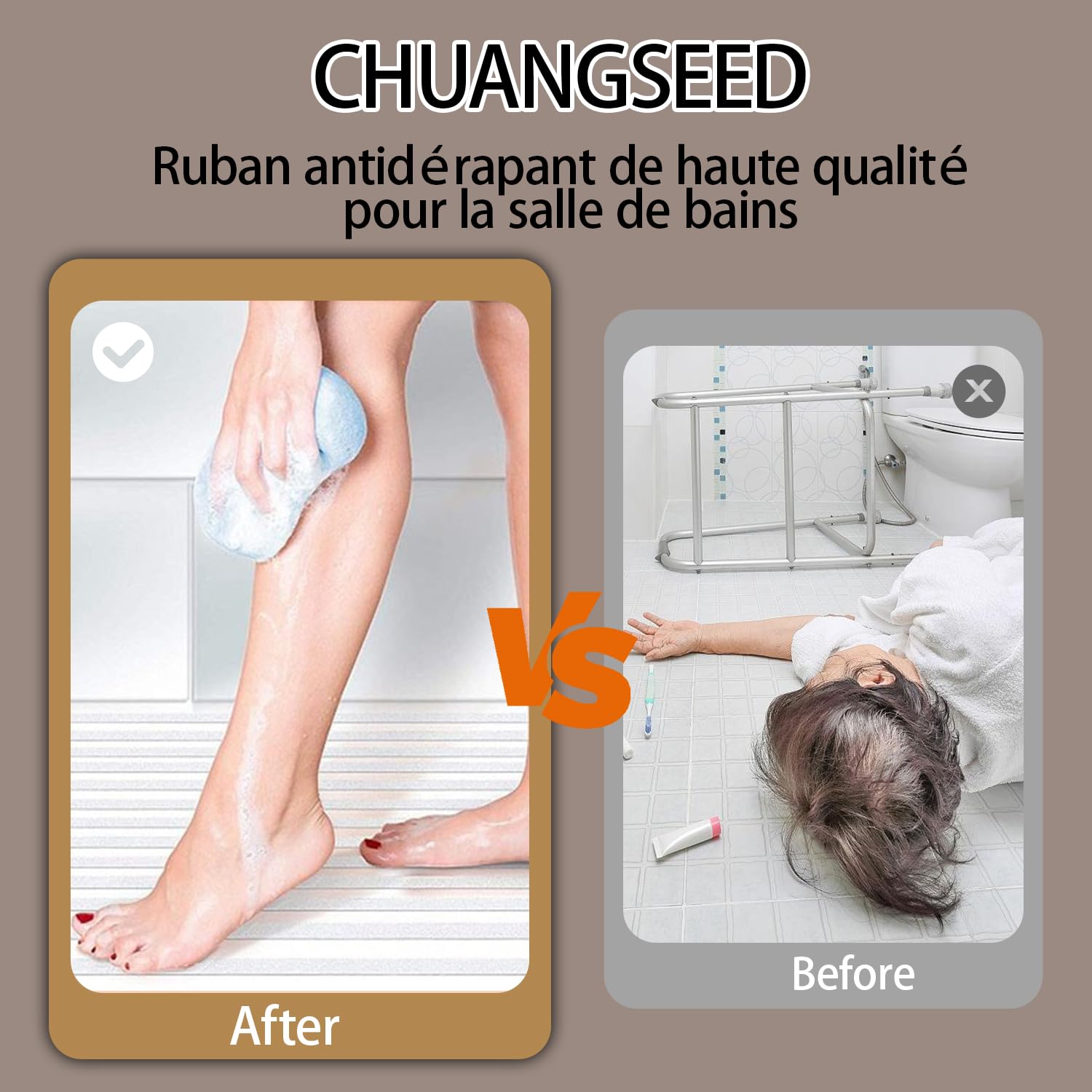 CHUANGSEED 15 Bandes 10cmx61cm,Transparent Ruban adhésif antidérapant escalier,Bandes Antidérapantes pour Bois escaliers et Salle de Bain,Clear Antiderapant Autocollant pour Marche escalier Interieur